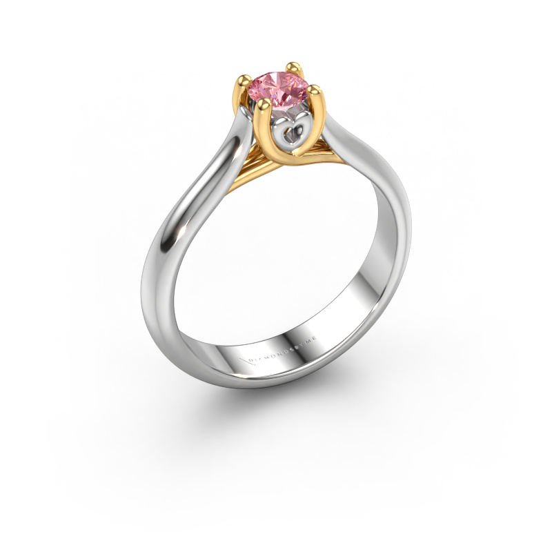 Image of Engagement ring Nisa 585 white gold Pink lab grown diamond 4.2 mm