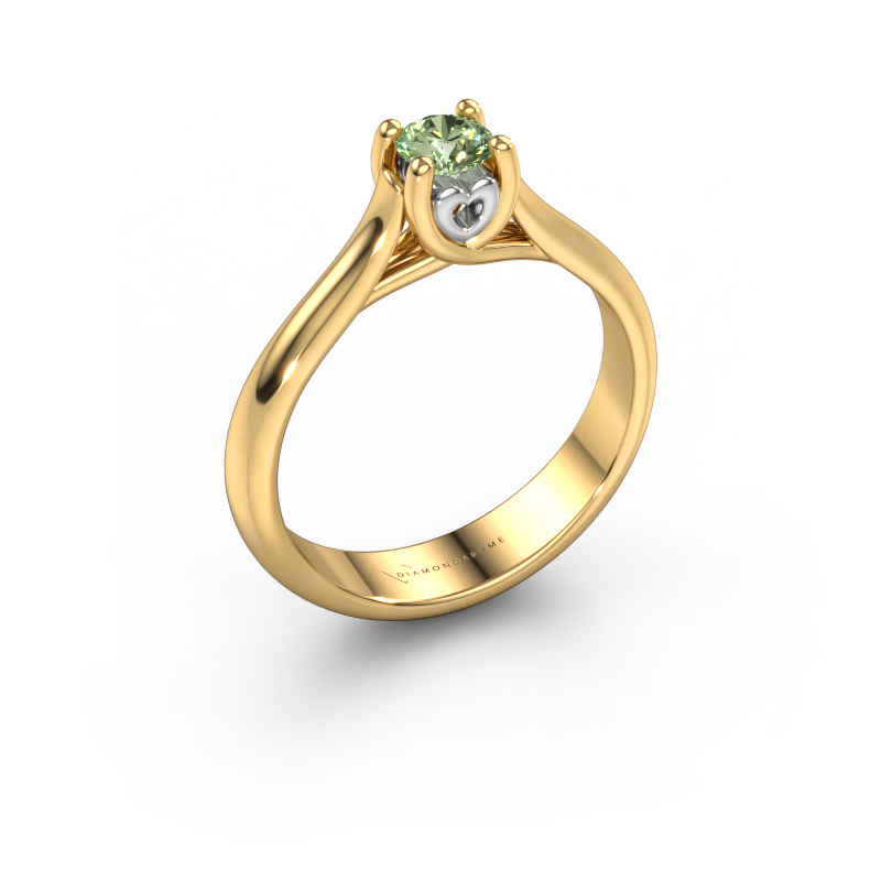 Image of Engagement ring Nisa 585 gold Green lab grown diamond 4.2 mm