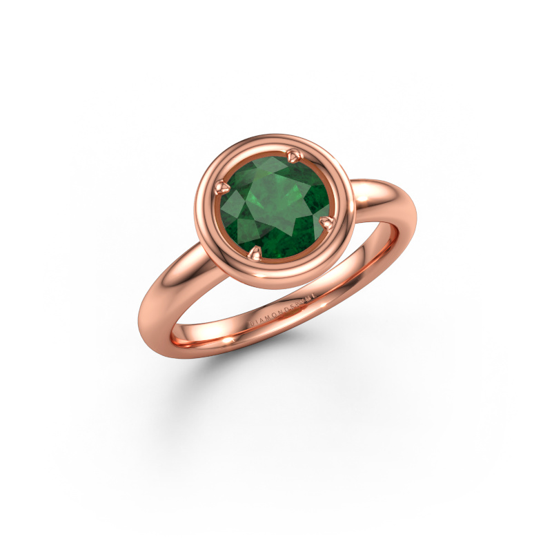 Bild av Förlovningsring Noa RND 585 roséguld Smaragd 6.8 mm