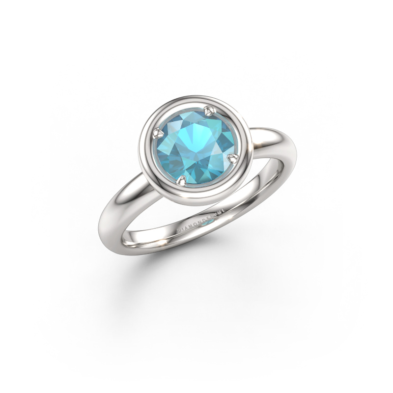 Bild von Verlobungsring Noa RND 950 Platin Blau Topas 6.8 mm