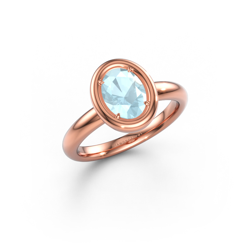 Bild av Förlovningsring Noa OVL 585 roséguld Akvamarin 8x6 mm