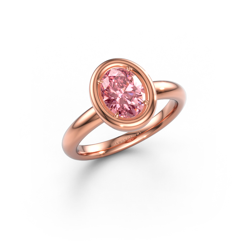 Image of Engagement ring Noa OVL 585 rose gold Pink lab grown diamond 8x6 mm