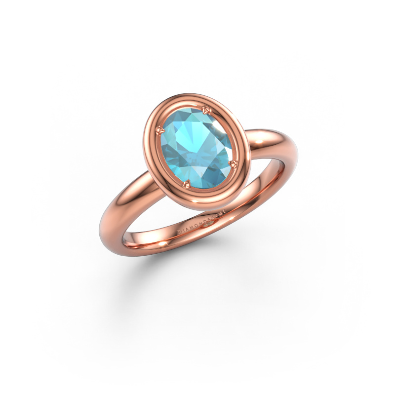 Immagine di Anello di fidanzamento Noa OVL 585 oro rosa Topazio blu 8x6 mm