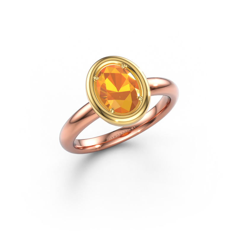 Image of Engagement ring Noa OVL 585 rose gold Citrin 8x6 mm