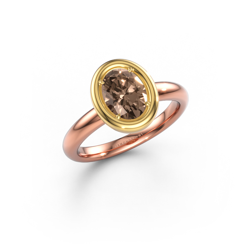 Image of Engagement ring Noa OVL 585 rose gold Brown diamond 1.10 crt
