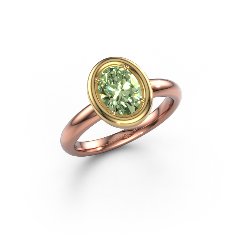 Image de Bague de fiançailles Noa OVL 585 or rose Diamants synthétiques vert 8x6 mm