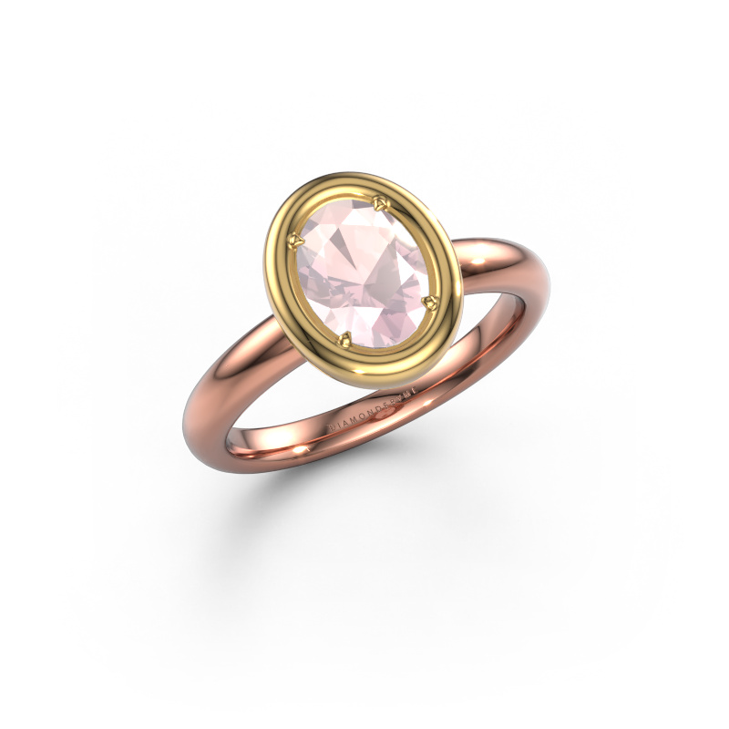 Image of Engagement ring Noa OVL 585 rose gold Morganite champagne 8x6 mm