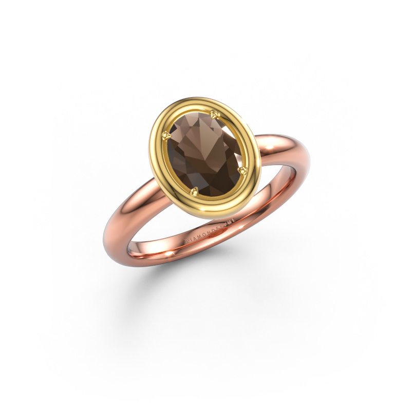 Image de Bague de fiançailles Noa OVL 585 or rose Quartz fumé 8x6 mm