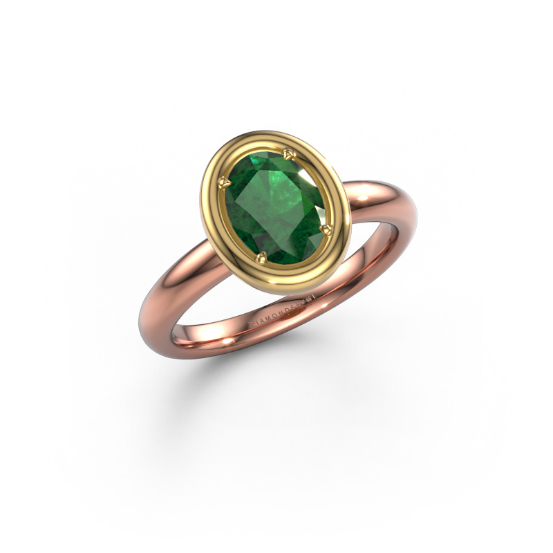Bild von Verlobungsring Noa OVL 585 Roségold Smaragd 8x6 mm