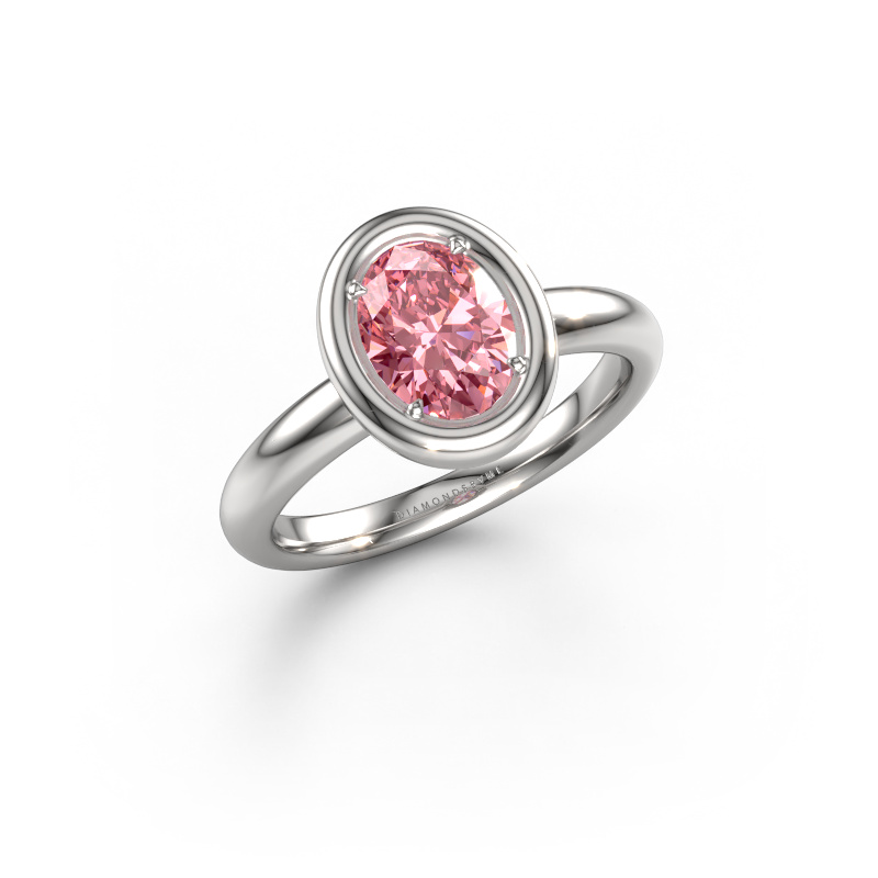 Image of Engagement ring Noa OVL 950 platinum Pink lab grown diamond 8x6 mm
