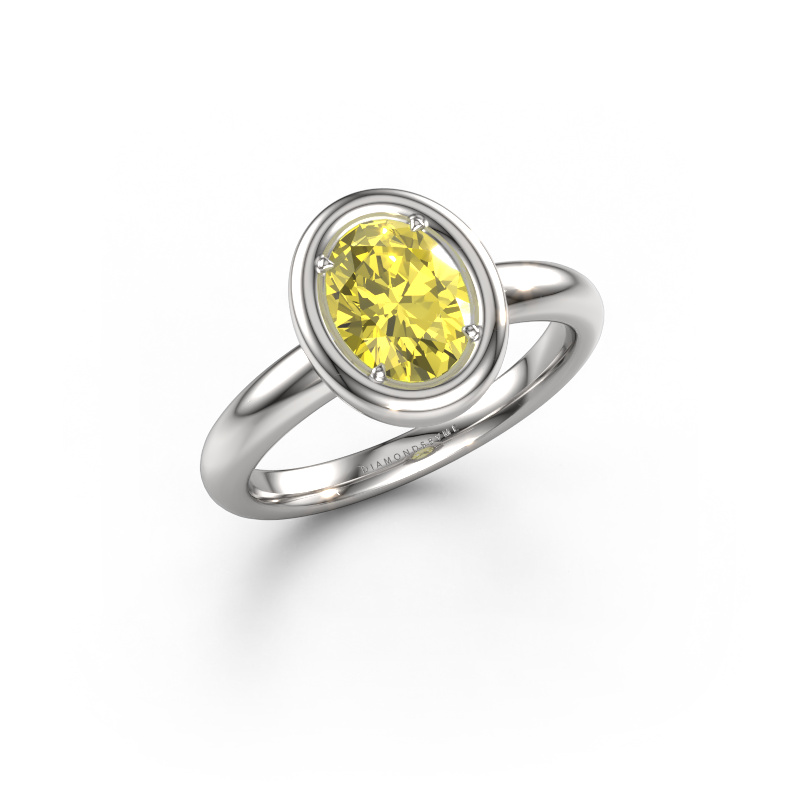 Bild von Verlobungsring Noa OVL 950 Platin Gelber labordiamant 8x6 mm