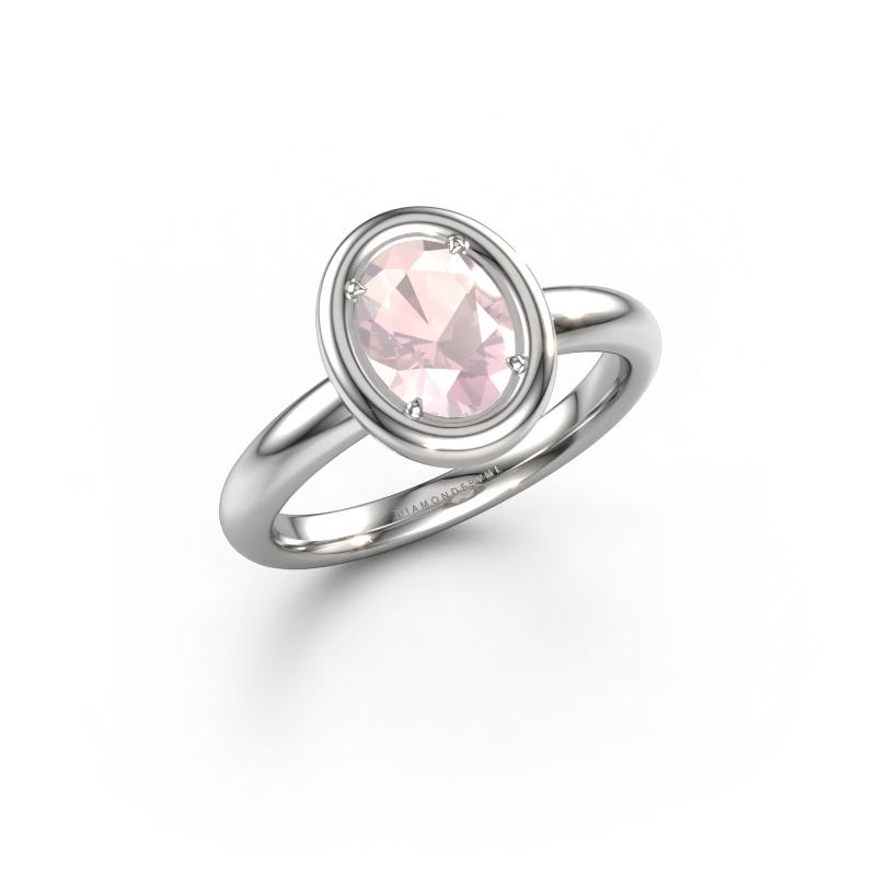 Image de Bague de fiançailles Noa OVL 950 platine Champagne morganite 8x6 mm