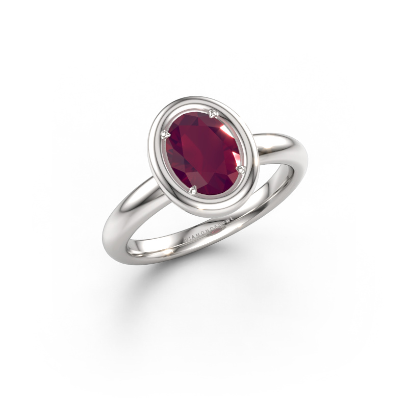 Afbeelding van Verlovingsring Noa OVL 950 platina Rhodoliet 8x6 mm