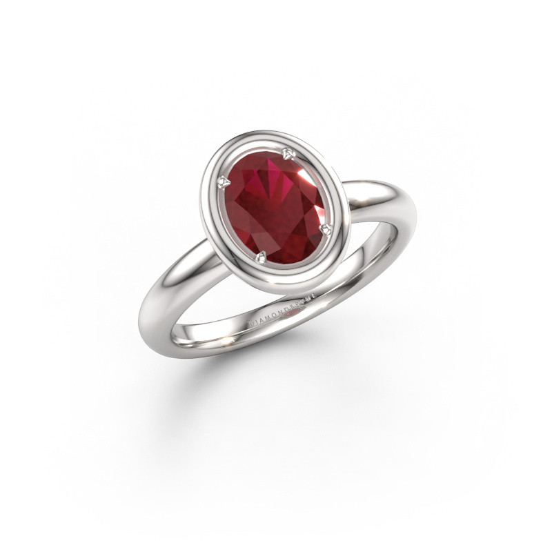 Image of Engagement ring Noa OVL 950 platinum Ruby 8x6 mm
