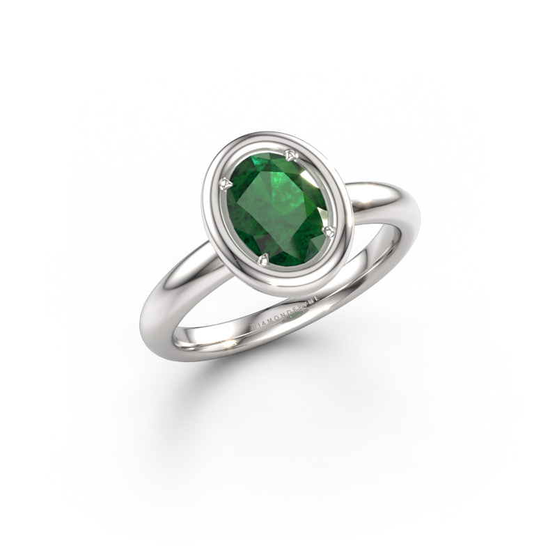 Image of Engagement ring Noa OVL 950 platinum Emerald 8x6 mm