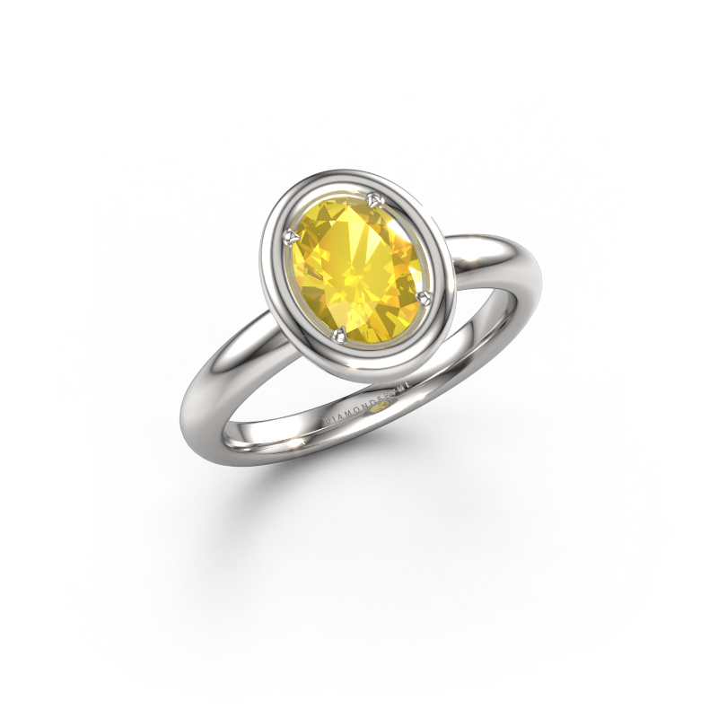 Bild von Verlobungsring Noa OVL 950 Platin Gelb Saphir 8x6 mm