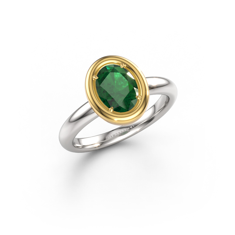 Image of Engagement ring Noa OVL 585 white gold Emerald 8x6 mm