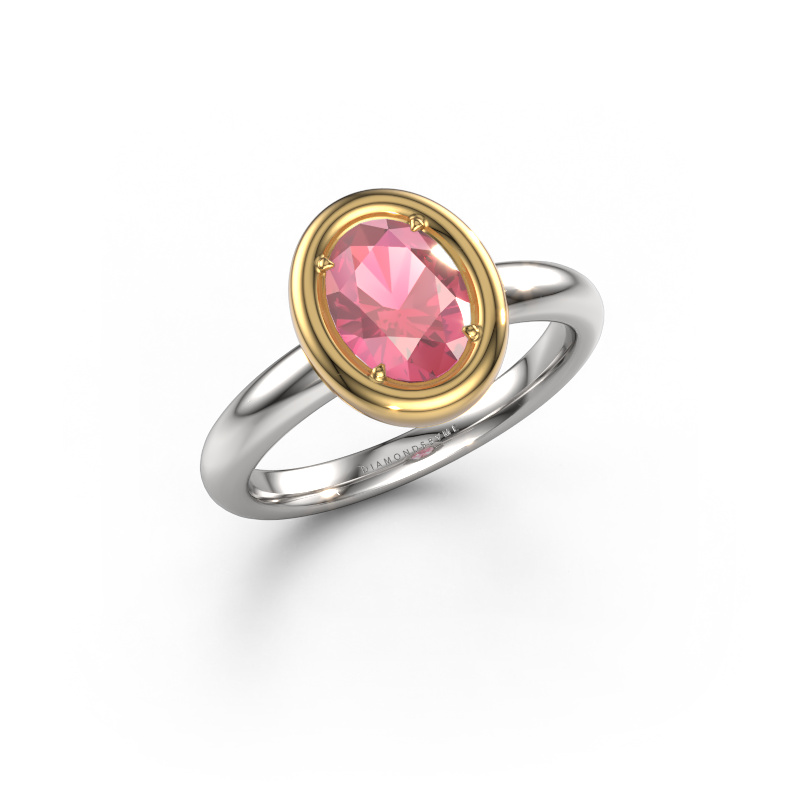 Image de Bague de fiançailles Noa OVL 585 or blanc Rose tourmaline 8x6 mm