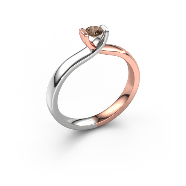 Afbeelding van Verlovingsring Noor 585 rosé goud Bruine diamant 0.20 crt