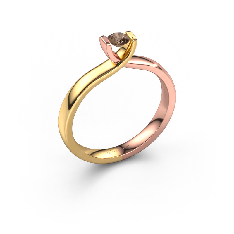 Bild von Ring Noor 585 Roségold Braun Diamant 0.20 crt
