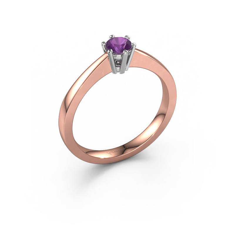 Image of Engagement ring Noortje 585 rose gold Amethyst 4 mm