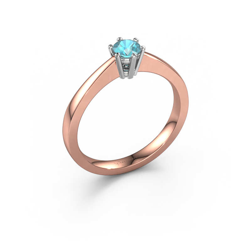 Image of Engagement ring Noortje 585 rose gold Blue topaz 4 mm