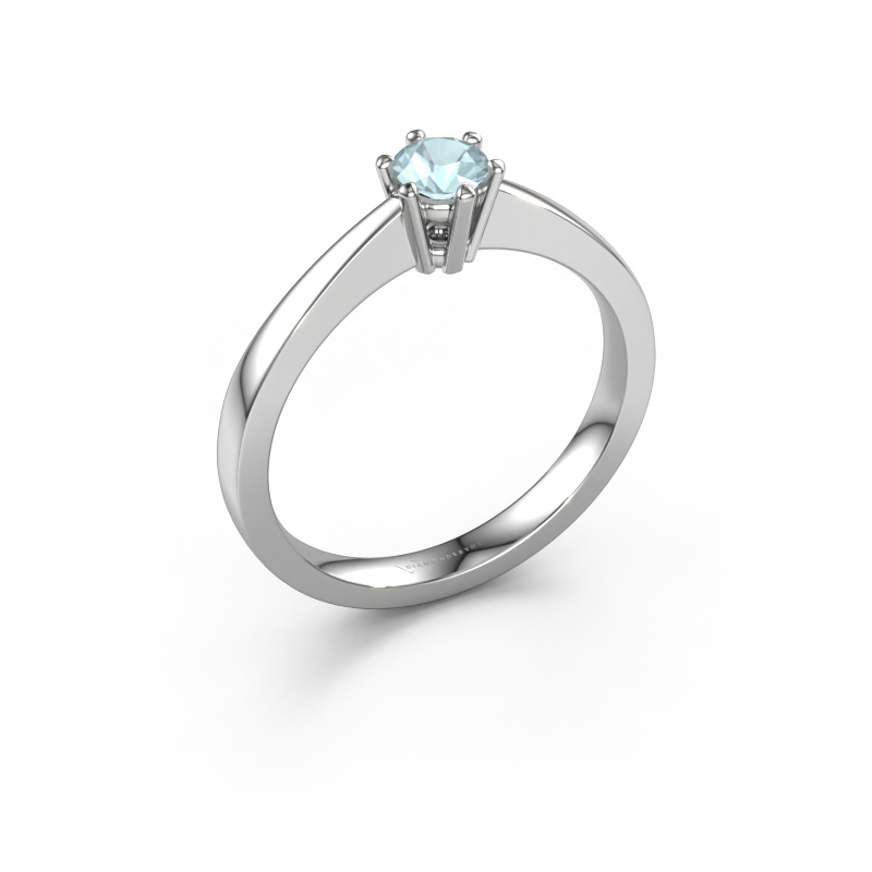Image of Engagement ring Noortje 585 white gold Aquamarine 4 mm