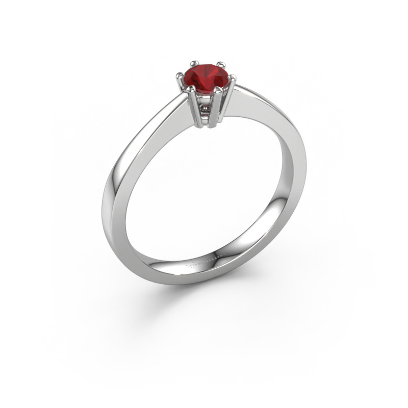Image of Engagement ring Noortje 585 white gold Ruby 4 mm