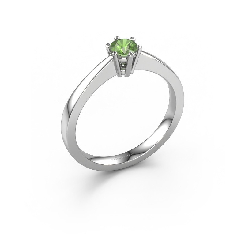 Image of Engagement ring Noortje 950 platinum Tourmaline green 4 mm
