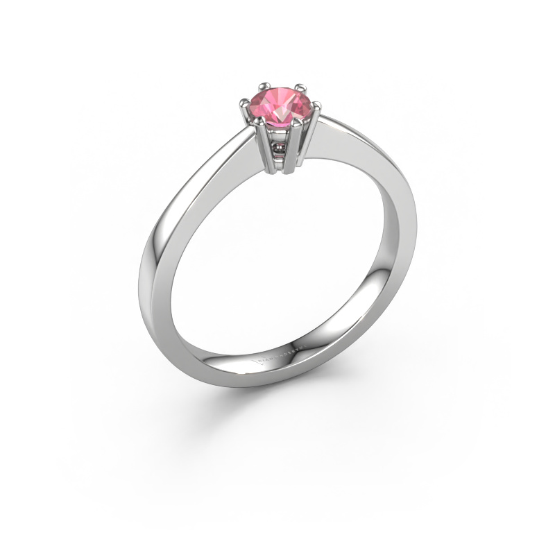 Image of Engagement ring Noortje 950 platinum Tourmaline pink 4 mm