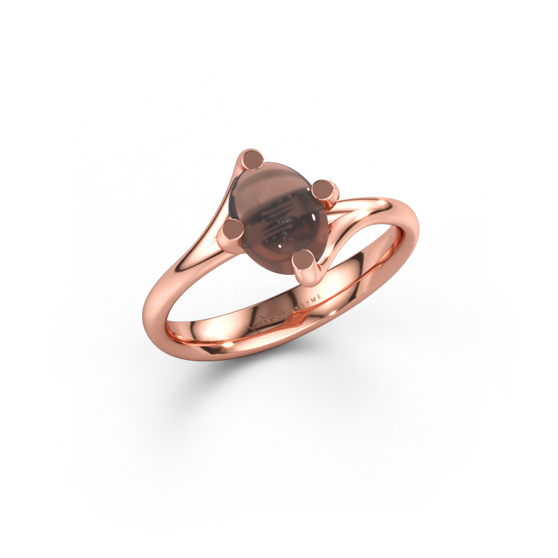 Immagine di Anello Nora 585 oro rosa Quarzo fumé 8x6 mm
