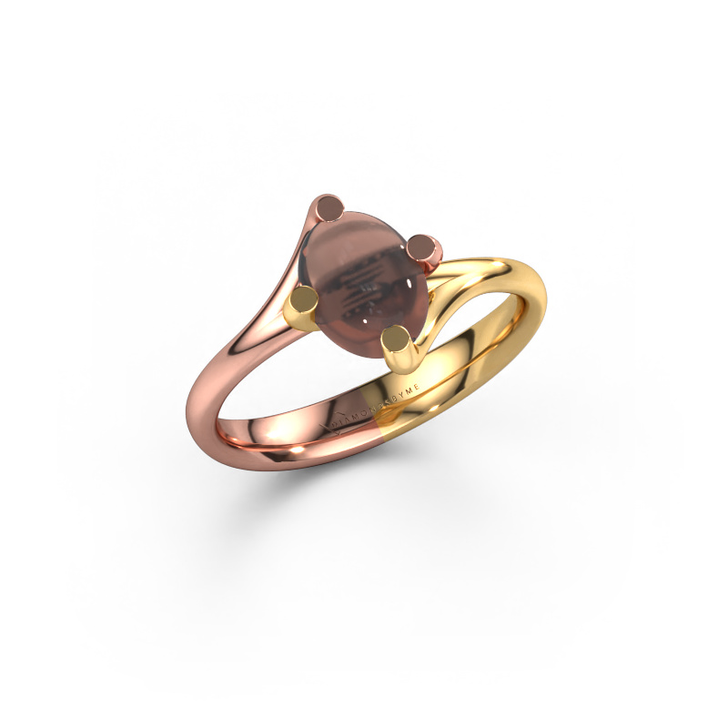 Image of Ring Nora 585 rose gold Smokey quartz 8x6 mm