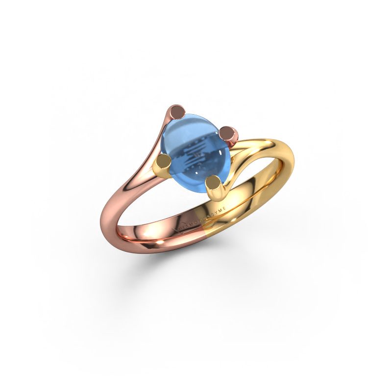 Image de Bague Nora 585 or rose Topaze bleue 8x6 mm