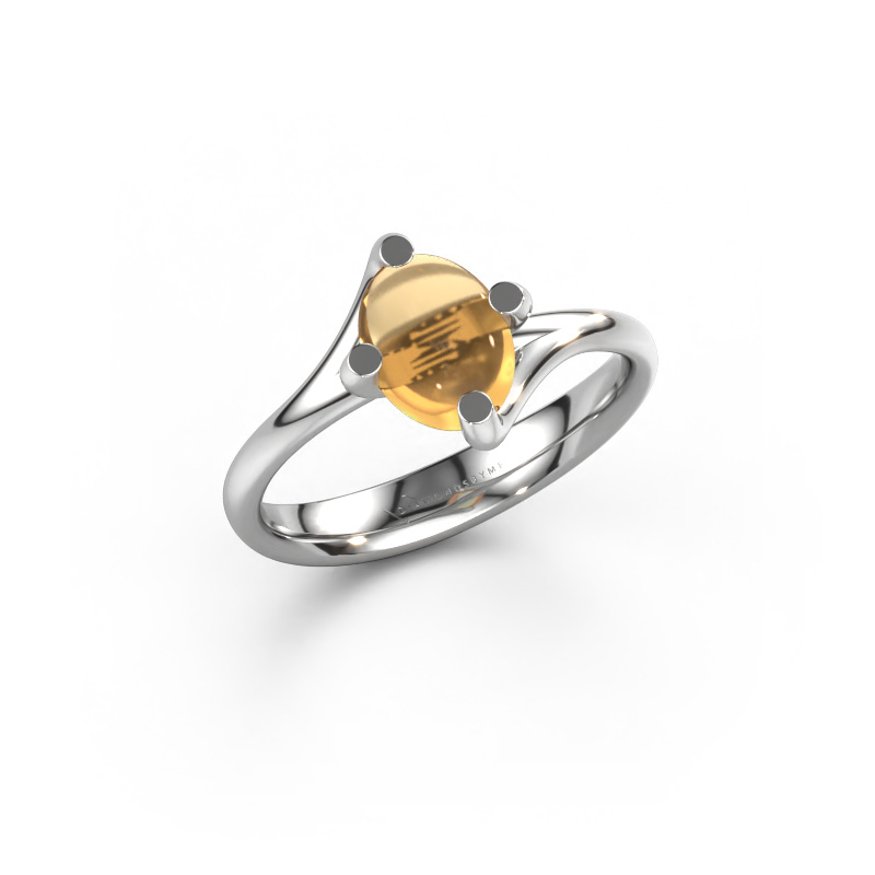 Image de Bague Nora 950 platine Citrine 8x6 mm