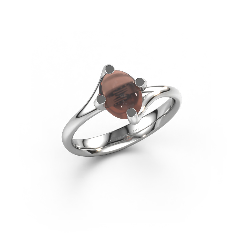 Image of Ring Nora 950 platinum Smokey quartz 8x6 mm