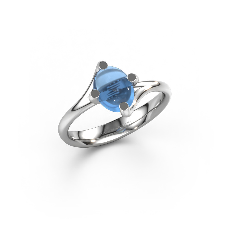 Image of Ring Nora 950 platinum Blue topaz 8x6 mm