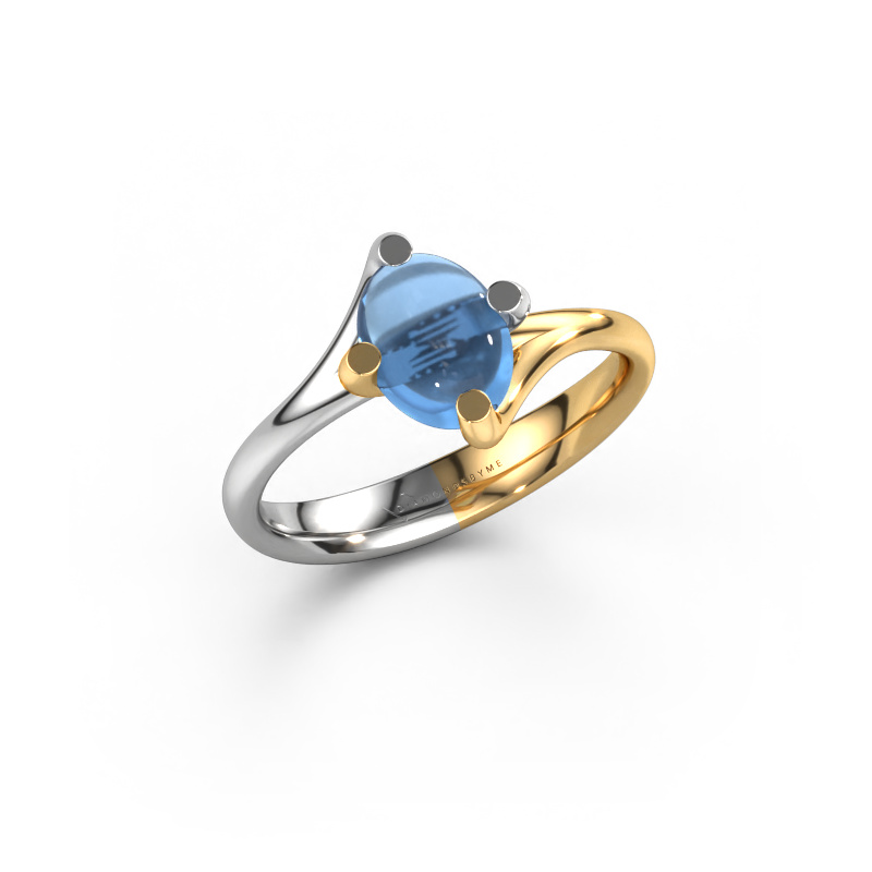 Afbeelding van Ring Nora 585 witgoud Blauw topaas 8x6 mm