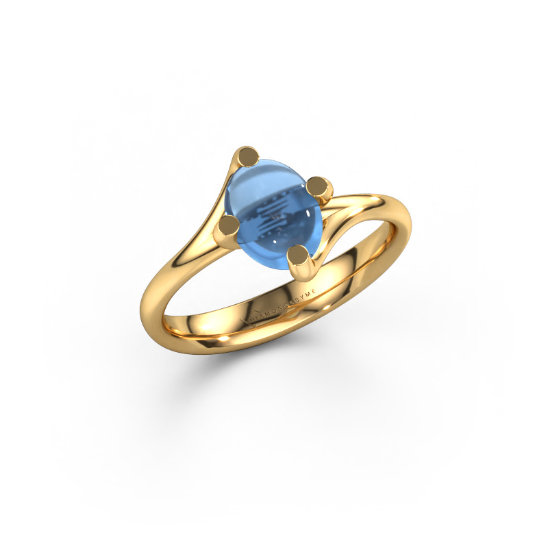 Image de Bague Nora 585 or jaune Topaze bleue 8x6 mm