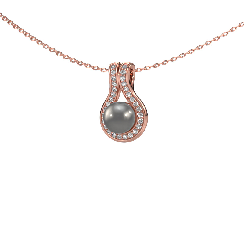 Image of Pendant Noriko 585 rose gold Grey pearl 6 mm