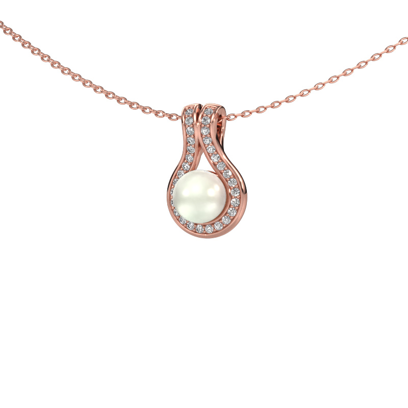 Image de Pendentif Noriko 585 or rose Perle blanche 6 mm