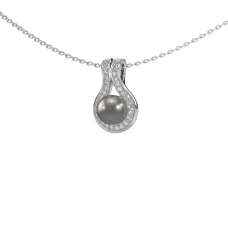 Image of Pendant Noriko 950 platinum Grey pearl 6 mm