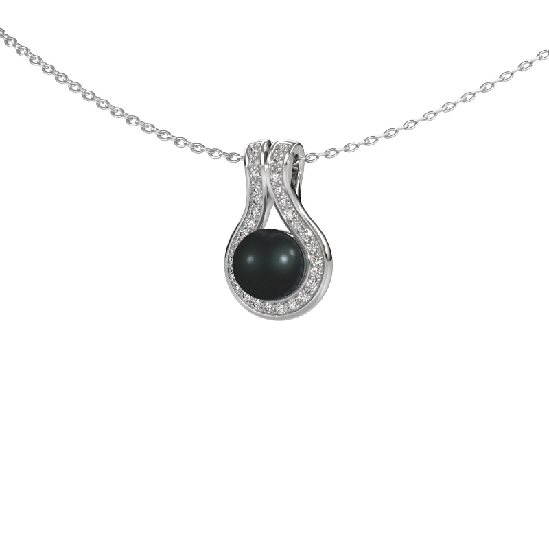 Image of Pendant Noriko 585 white gold Black pearl 6 mm
