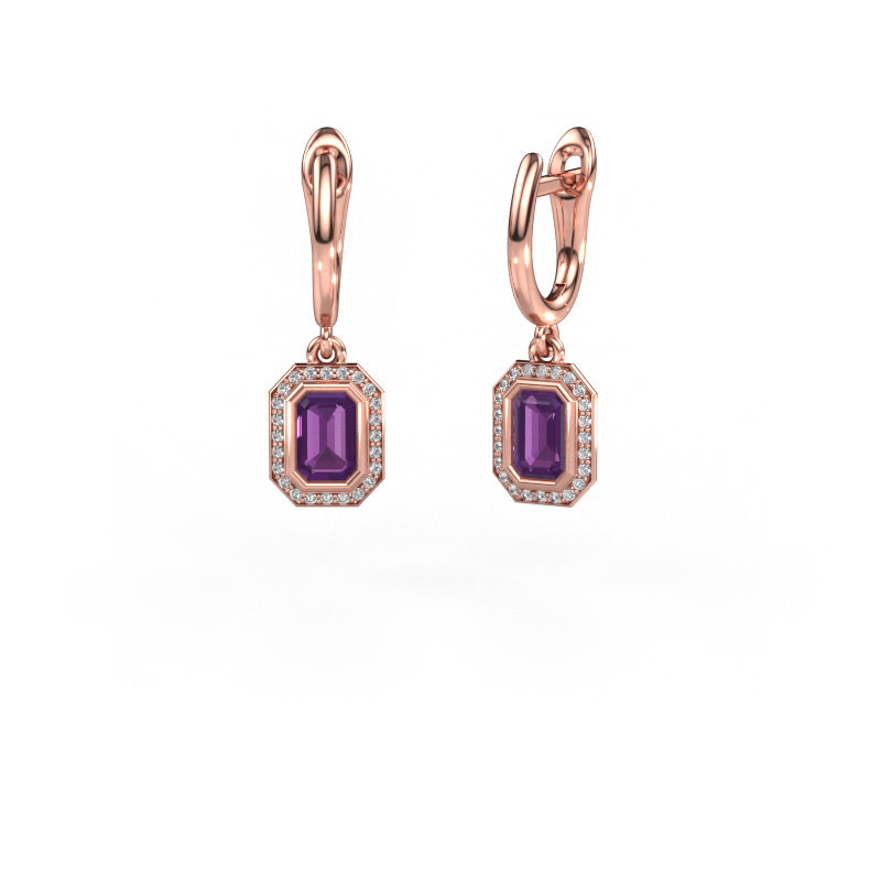 Bild von Ohrhänger Noud EME 585 Roségold Amethyst 6x4 mm