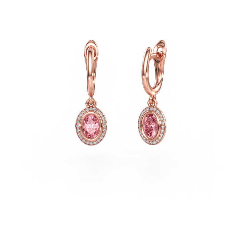 Immagine di Orecchini pendenti Noud OVL 585 oro rosa Diamante lab grown rosa 6x4 mm