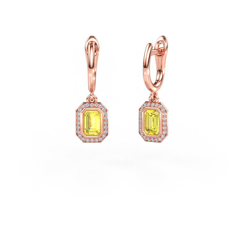 Immagine di Orecchini pendenti Noud EME 585 oro rosa Diamante lab grown giallo 6x4 mm