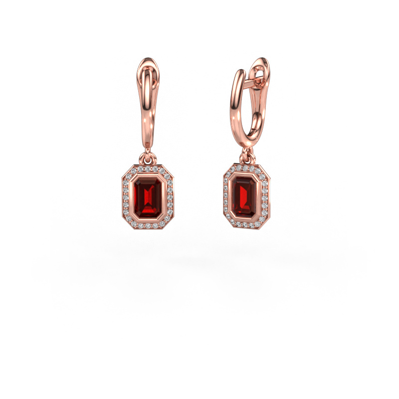 Bild von Ohrhänger Noud EME 585 Roségold Granat 6x4 mm