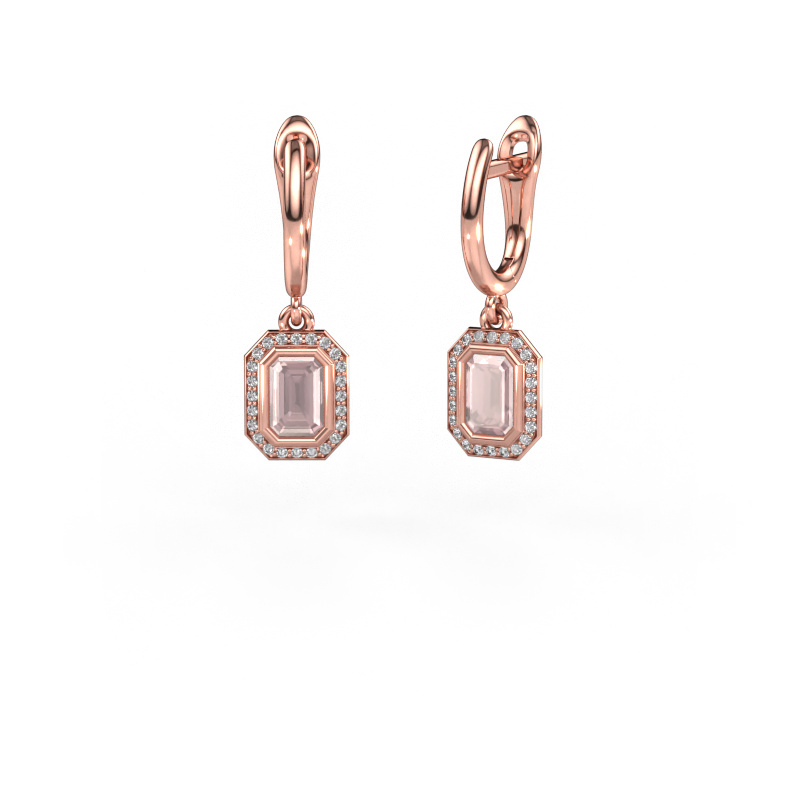 Bild von Ohrhänger Noud EME 585 Roségold Morganit Champagner 6x4 mm
