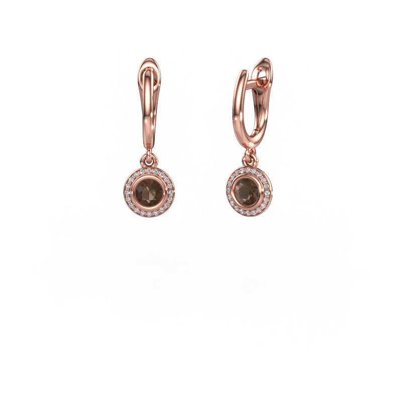 Bild von Ohrhänger Noud RND 585 Roségold Rauchquarz 4 mm