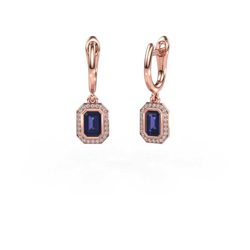 Image of Drop earrings Noud EME 585 rose gold Sapphire 6x4 mm