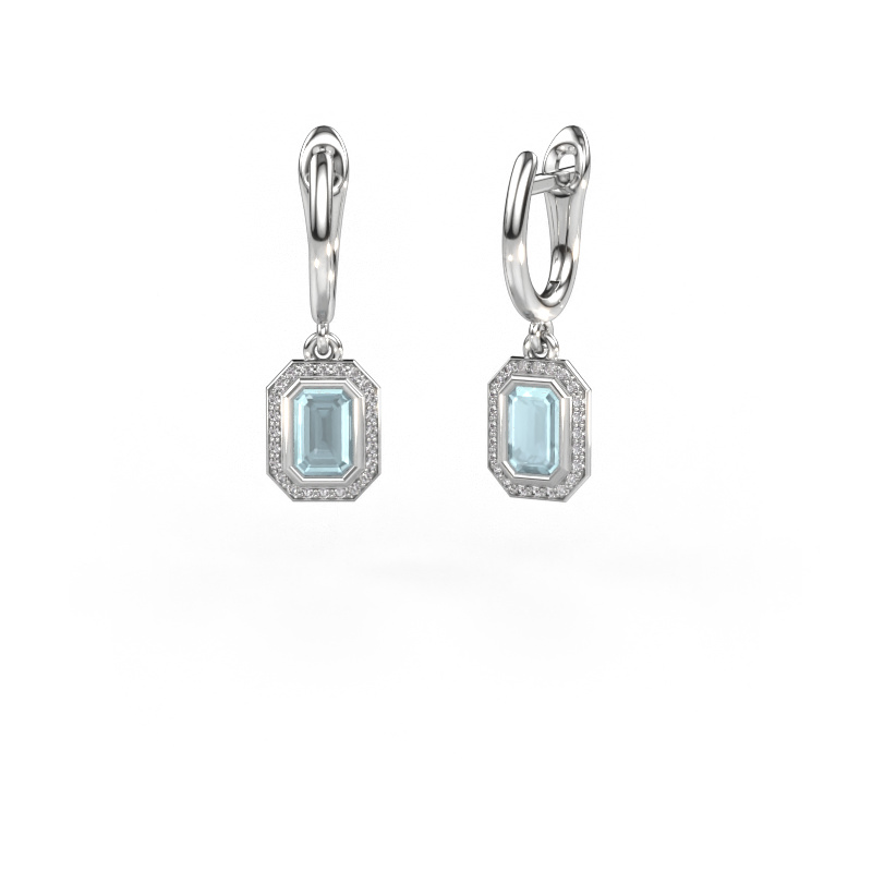 Image de Pendants d'oreilles Noud EME 585 or blanc Aigue-marine 6x4 mm